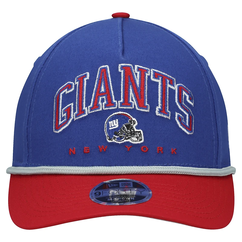 Casquette ajustable New Era Royal/Red New York Giants Arch COOLERA 9FORTY A-Frame pour jeune