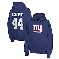 Youth Nike Cam Skattebo Royal New York Giants Name & Number Club Fleece Hoodie