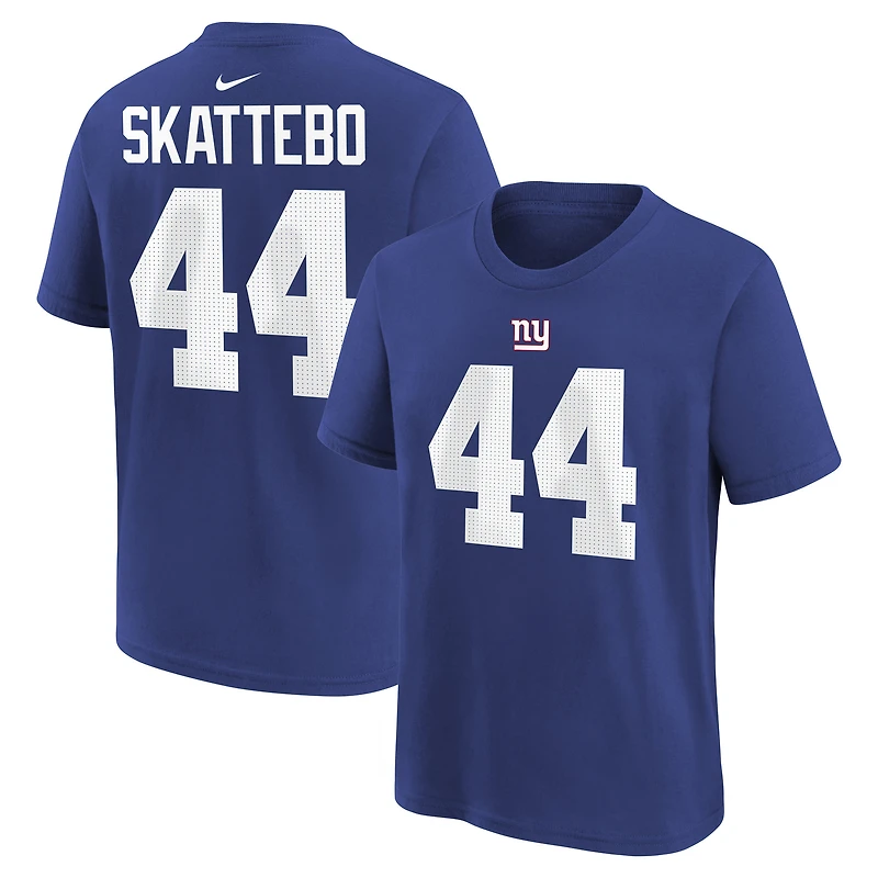 Youth Nike Cam Skattebo Royal New York Giants Name & Number T-Shirt