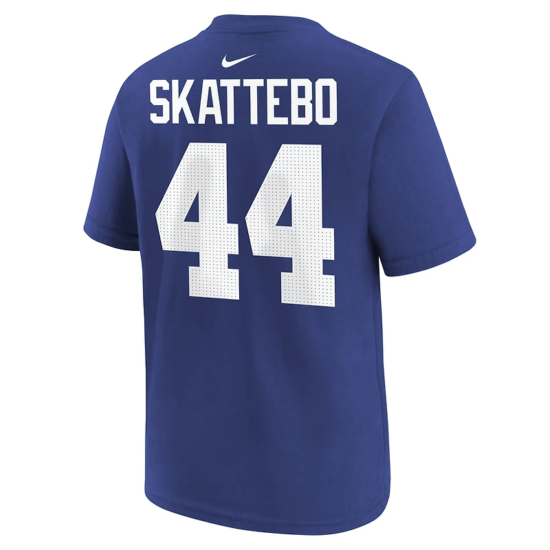 T-shirt Nike Cam Skattebo Royal pour jeune avec nom et numéro des New York Giants