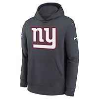 Sweat à capuche en molleton Nike Anthracite New York Giants Sideline Club pour jeune