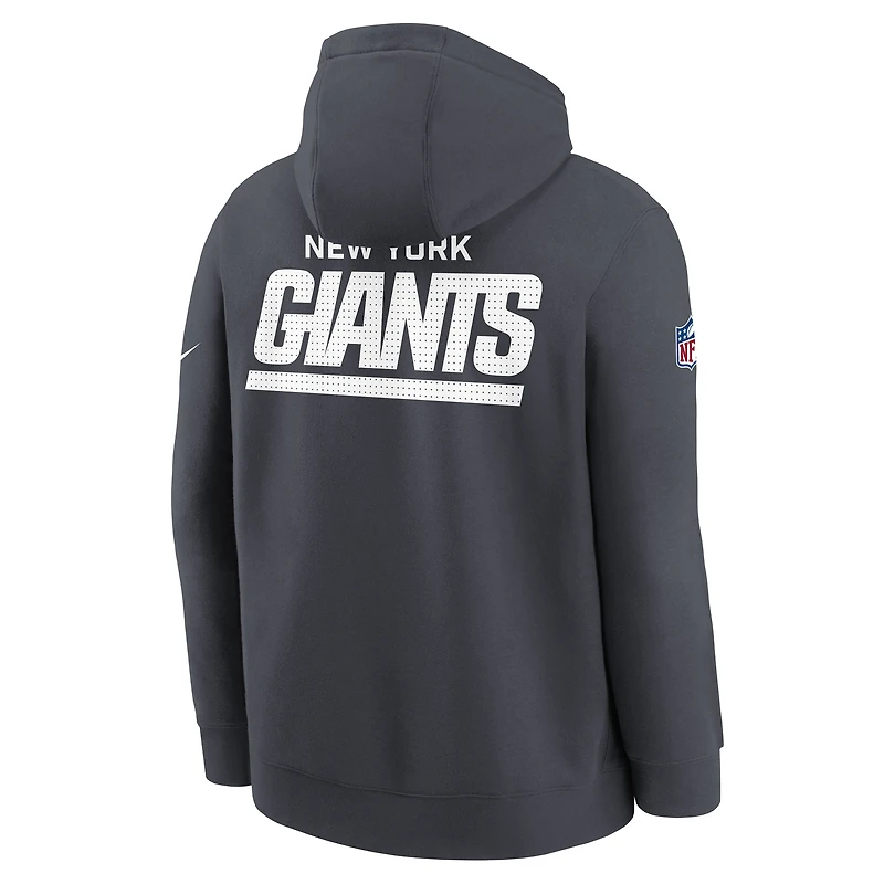 Sweat à capuche en molleton Nike Anthracite New York Giants Sideline Club pour jeune