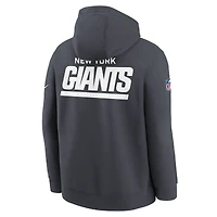 Sweat à capuche en molleton Nike Anthracite New York Giants Sideline Club pour jeune