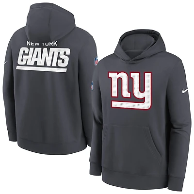 Sweat à capuche en molleton Nike Anthracite New York Giants Sideline Club pour jeune