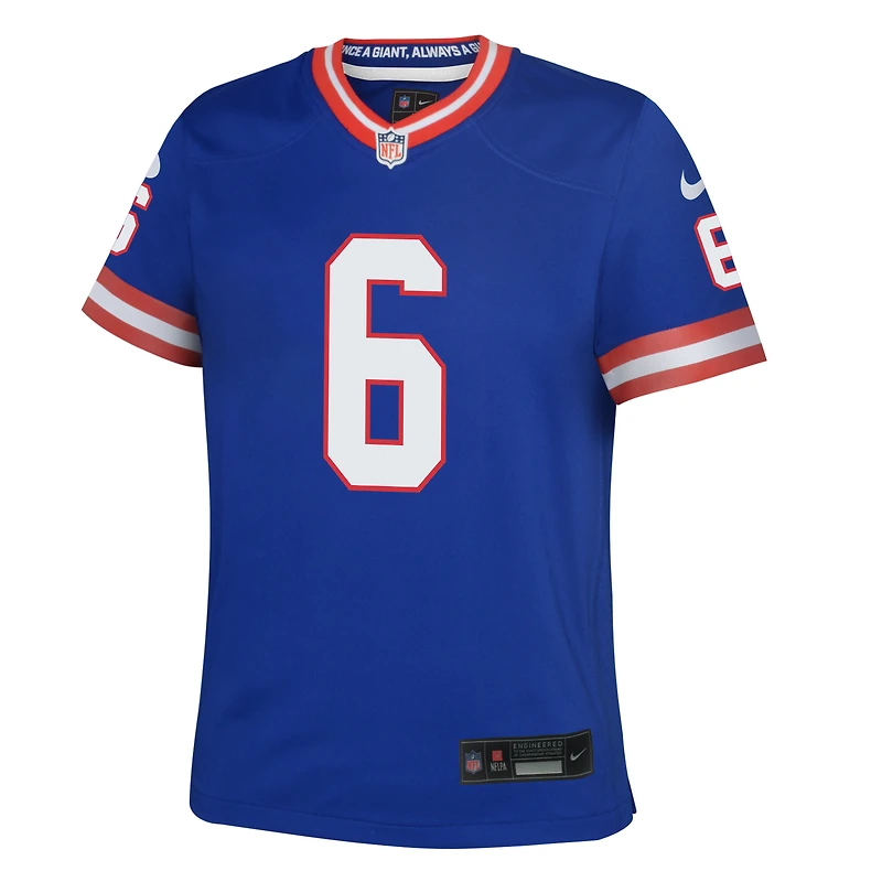 Maillot de match alternatif Nike Jaxson Dart Royal New York Giants pour jeunes