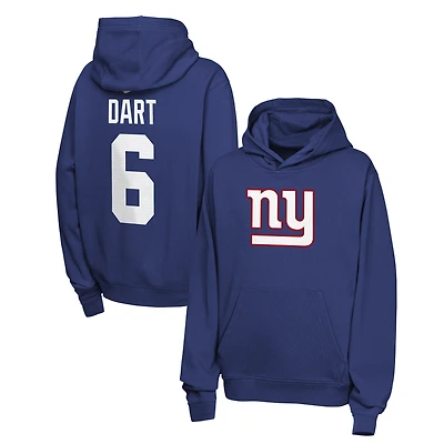 Youth Nike Jaxson Dart Royal New York Giants Name & Number Club Fleece Hoodie