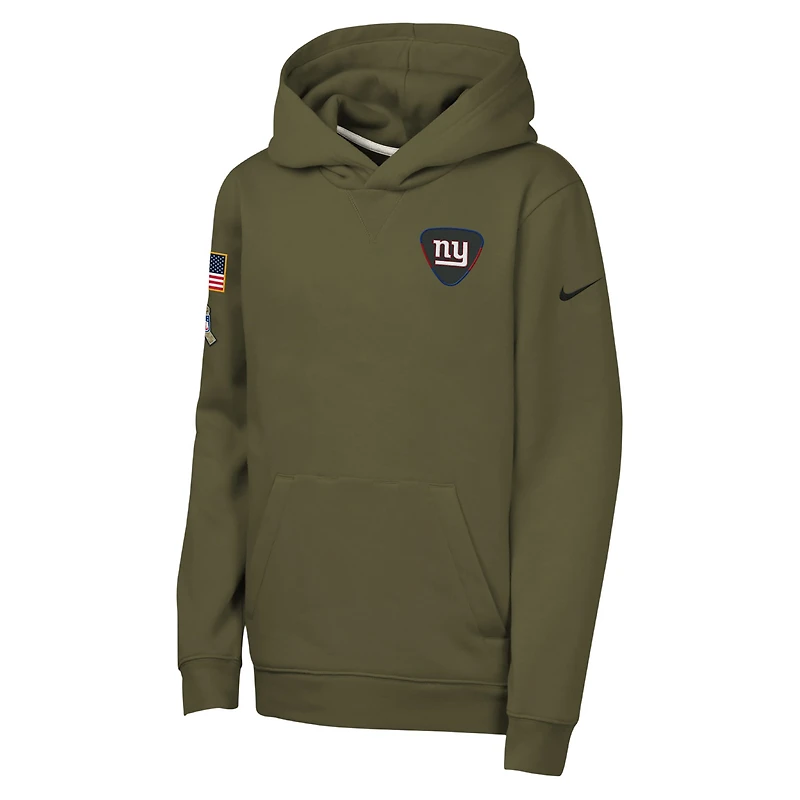 Sweat à capuche en molleton Nike Olive New York Giants 2025 Salute to Service Club pour jeune