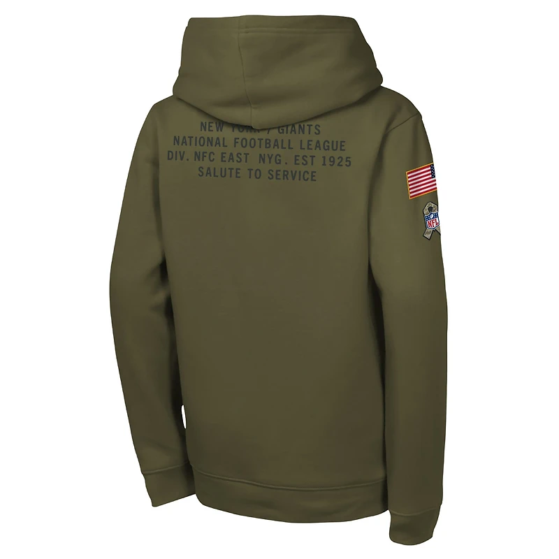 Sweat à capuche en molleton Nike Olive New York Giants 2025 Salute to Service Club pour jeune
