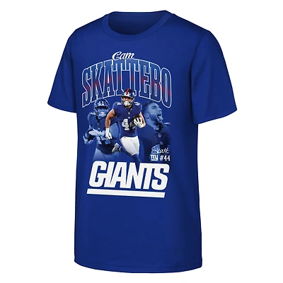 T-shirt Youth Outerstuff Cam Skattebo Royal New York Giants Triple Pic