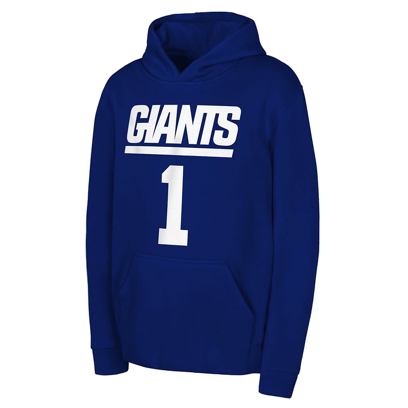 Sweat à capuche pour jeunes Malik Nabers Royal New York Giants avec nom et numéro de joueur Mainliner