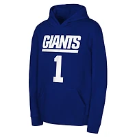 Sweat à capuche pour jeunes Malik Nabers Royal New York Giants avec nom et numéro de joueur Mainliner