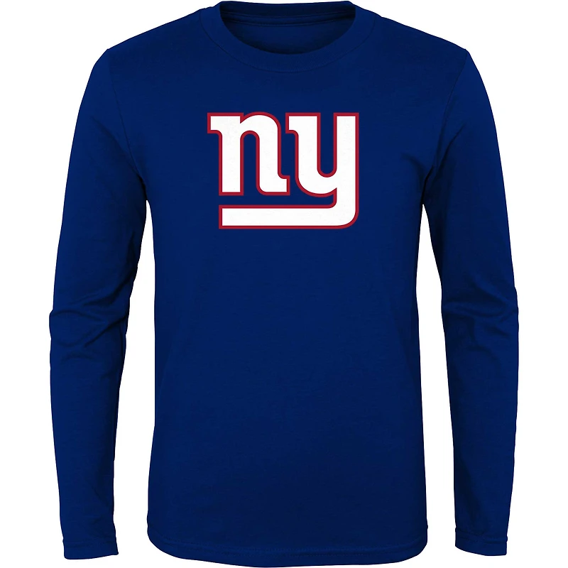 T-shirt à manches longues pour jeunes, logo principal des Giants de New York, Royal