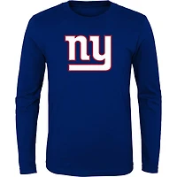 T-shirt à manches longues pour jeunes, logo principal des Giants de New York, Royal