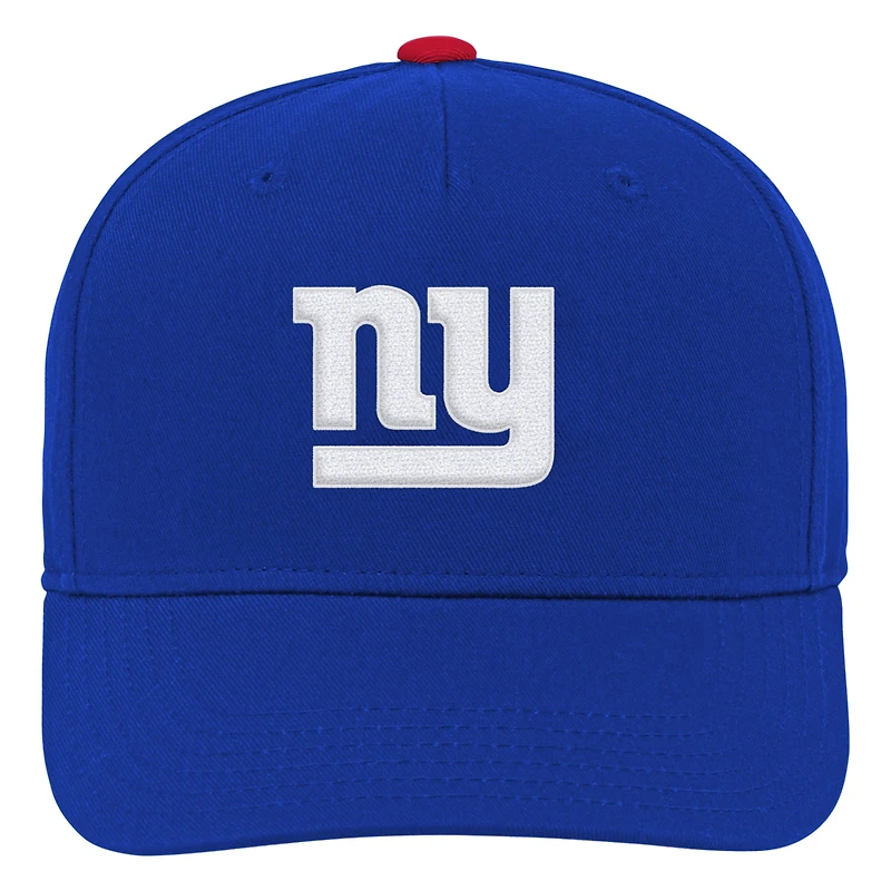 Youth Royal New York Giants Team Pre-Curved Adjustable Hat