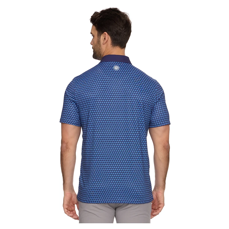 Men's Flag & Anthem  Light Blue New York Golf Club All-Over Logo Polo