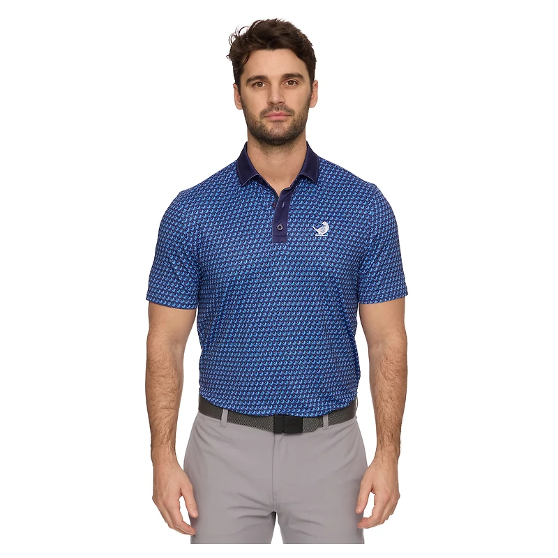 Men's Flag & Anthem  Light Blue New York Golf Club All-Over Logo Polo