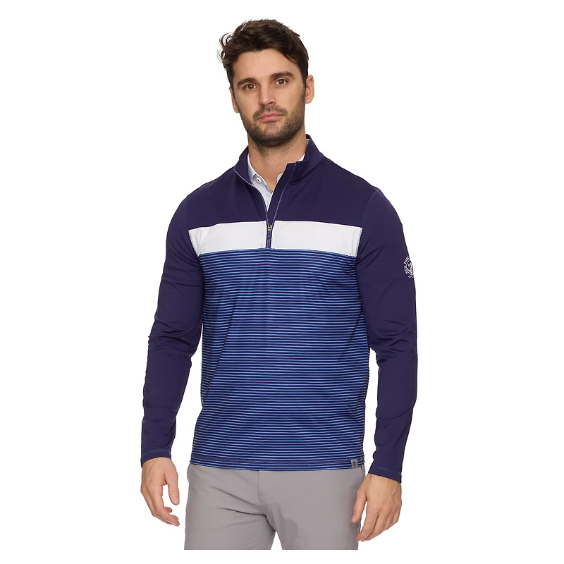 Sweat à capuche zippé quart de tour pour homme avec drapeau et hymne violet New York Golf Club Performance