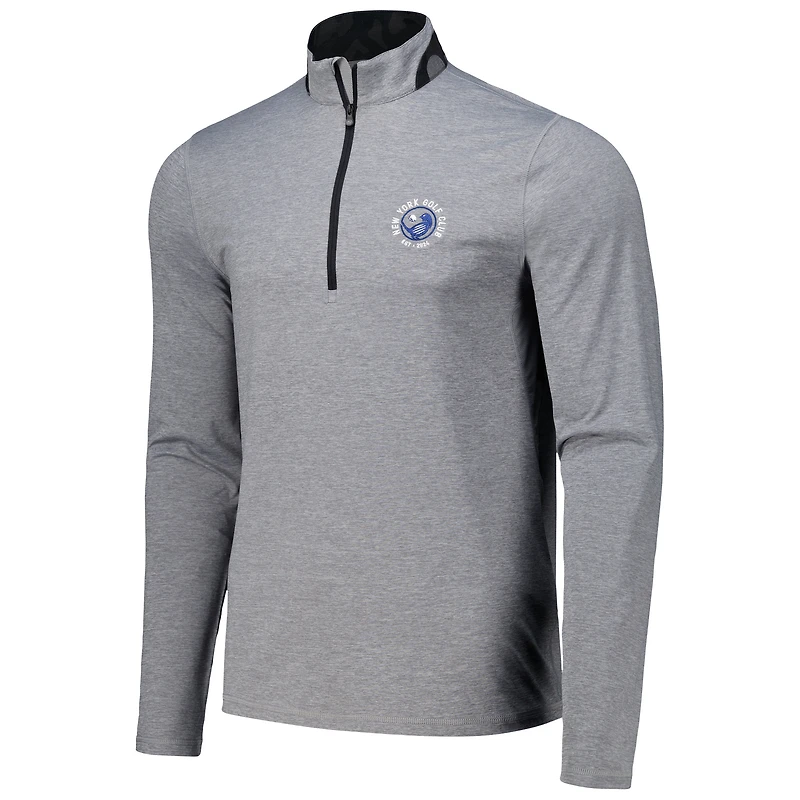 pull Greyson Clothiers pour hommes, gris chiné, New York Golf Club Guide Sport Performance, à quart de zip