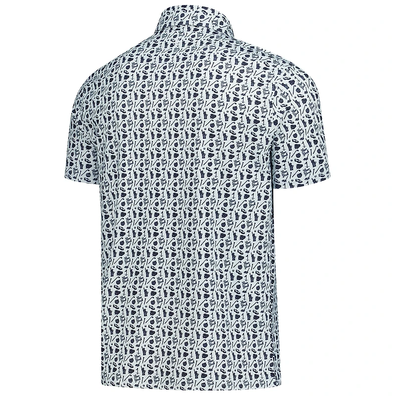 Men's TGL X Barstool Blue New York Golf Club Printed Polo