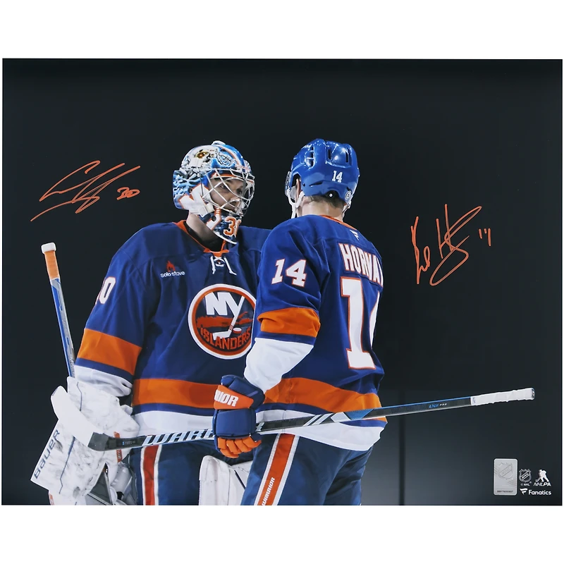 Photographie autographiée de 16" x 20" de Bo Horvat et Ilya Sorokin des Islanders de New York