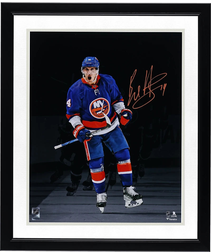 Bo Horvat New York Islanders Autographed 16" x 20" Blue Jersey Celebrating Spotlight Photograph