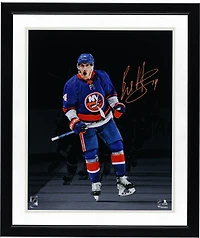 Bo Horvat New York Islanders Autographed 16" x 20" Blue Jersey Celebrating Spotlight Photograph