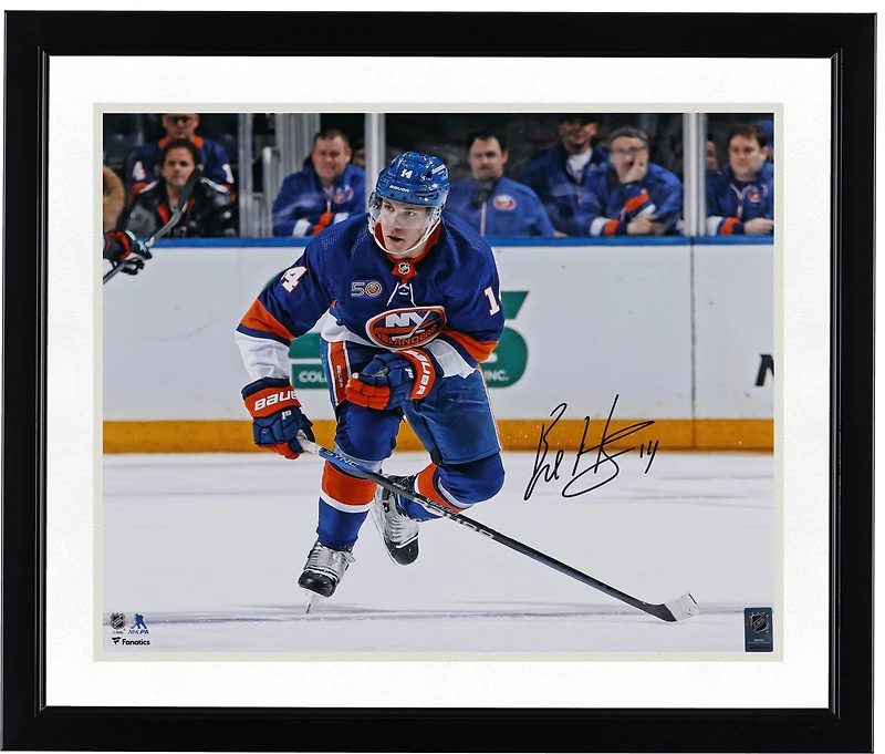 Bo Horvat New York Islanders Autographed 16" x 20" Blue Jersey Skating Photograph