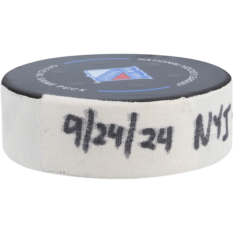 Bo Horvat New York Islanders Game-Used Goal Puck vs. New York Rangers on September 24, 2024