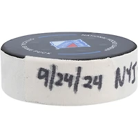 Bo Horvat New York Islanders Game-Used Goal Puck vs. New York Rangers on September 24, 2024