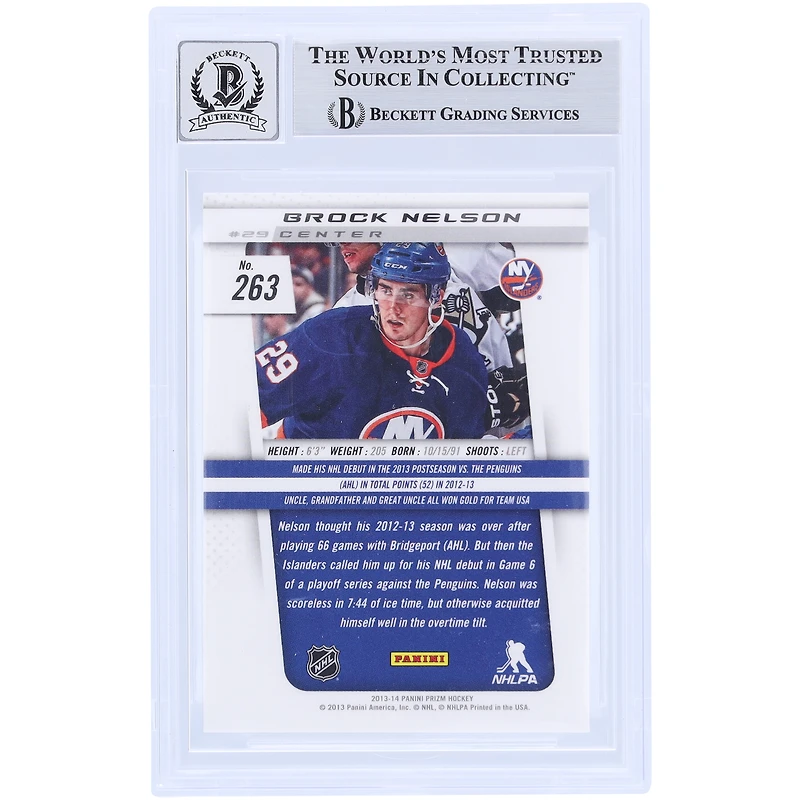 Brock Nelson New York Islanders dédicacé 2013-14 Panini Prizm White Ink #263 Beckett Fanatics témoin authentifié 9/10 Rookie Card