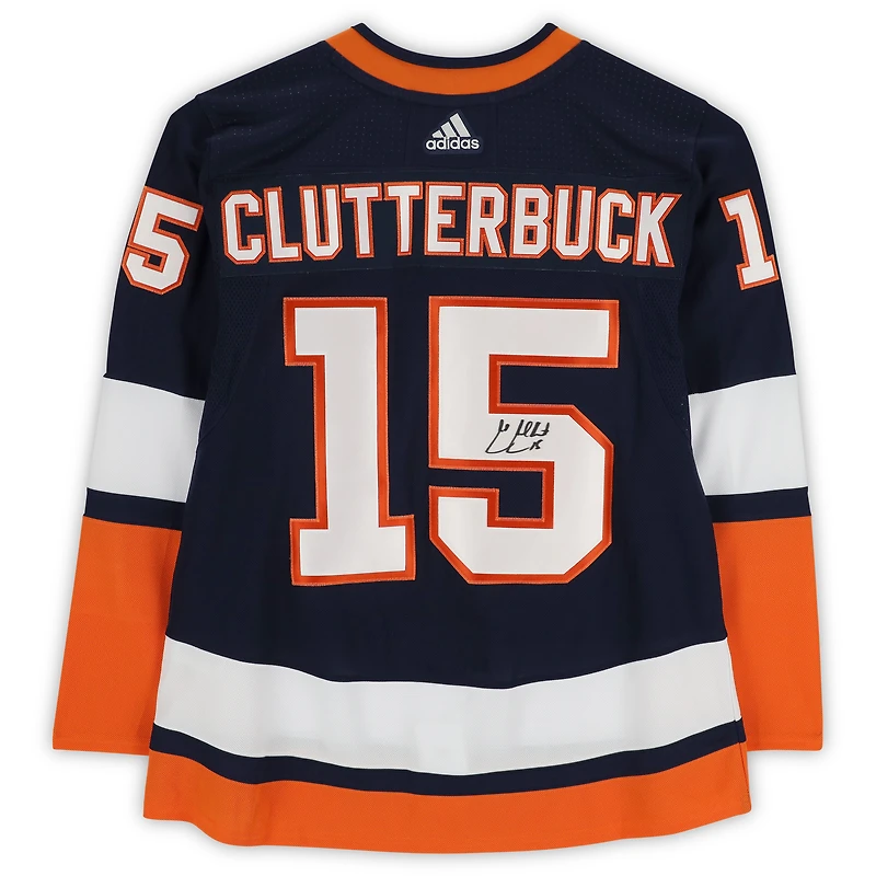 Cal Clutterbuck Navy New York Islanders Autographed adidas 2020 Reverse Retro Jersey