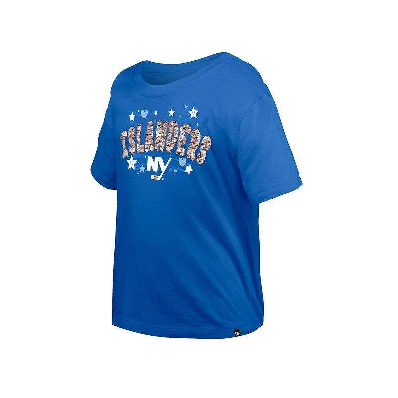 Girl's Youth New Era  Blue York Islanders Flip Sequin T-Shirt