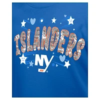 T-shirt à paillettes bleu New Era pour fille des York Islanders