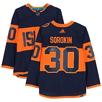 Maillot adidas authentique dédicacé par Ilya Sorokin des Islanders de New York pour la Stadium Series 2024
