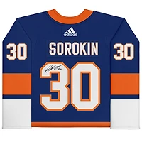Maillot Adidas bleu authentique autographié par Ilya Sorokin des Islanders de New York