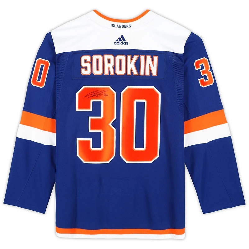 Ilya Sorokin New York Islanders Autographed Blue Alternate Adidas Authentic Jersey