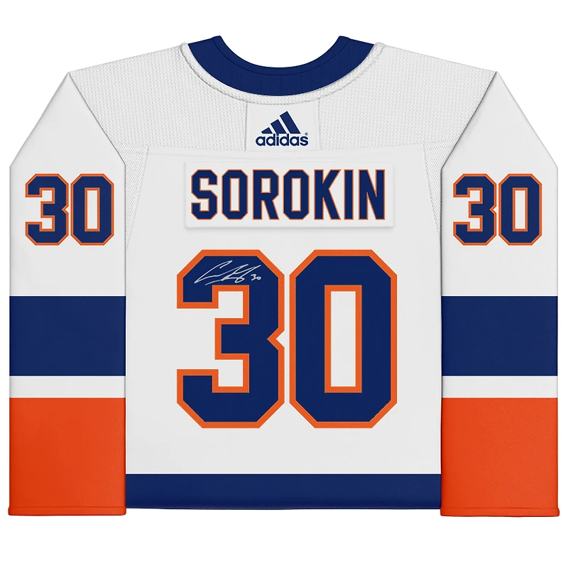 Maillot adidas authentique blanc autographié par Ilya Sorokin des Islanders de New York
