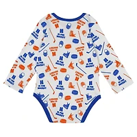 Infant White New York Islanders Quick Learner Long Sleeve Bodysuit