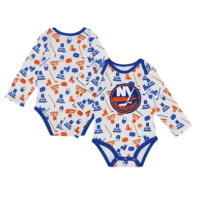 Infant White New York Islanders Quick Learner Long Sleeve Bodysuit