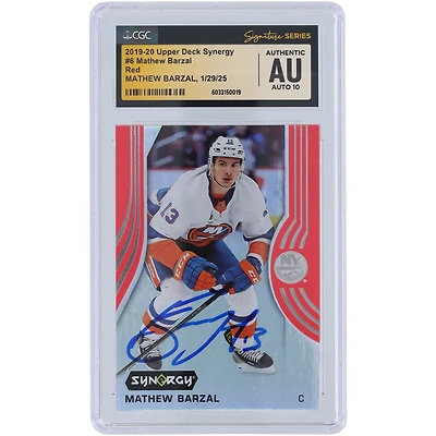 Carte autographiée Mathew Barzal des Islanders de New York 2019-20 Upper Deck Synergy #6 CGC Fanatics Witnessed Authenticated Auto 10