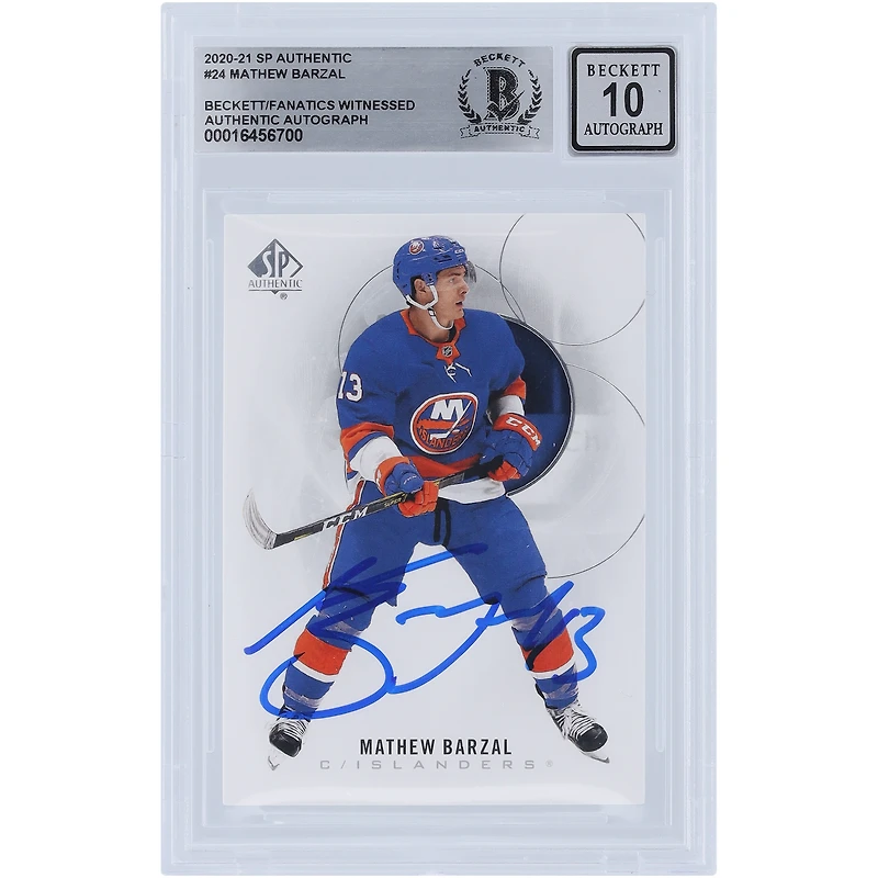 Carte autographiée 2020-21 Upper Deck SP Authentic #24 Beckett Fanatics Witnessed New York Islanders 10