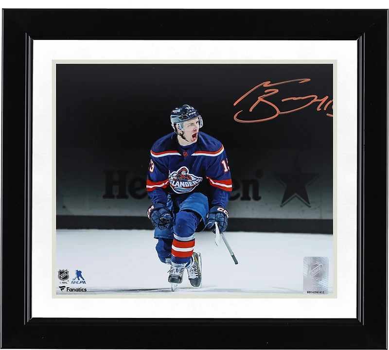 Mathew Barzal New York Islanders Autographed 8" x 10" Reverse Retro Celebration Spotlight Photograph