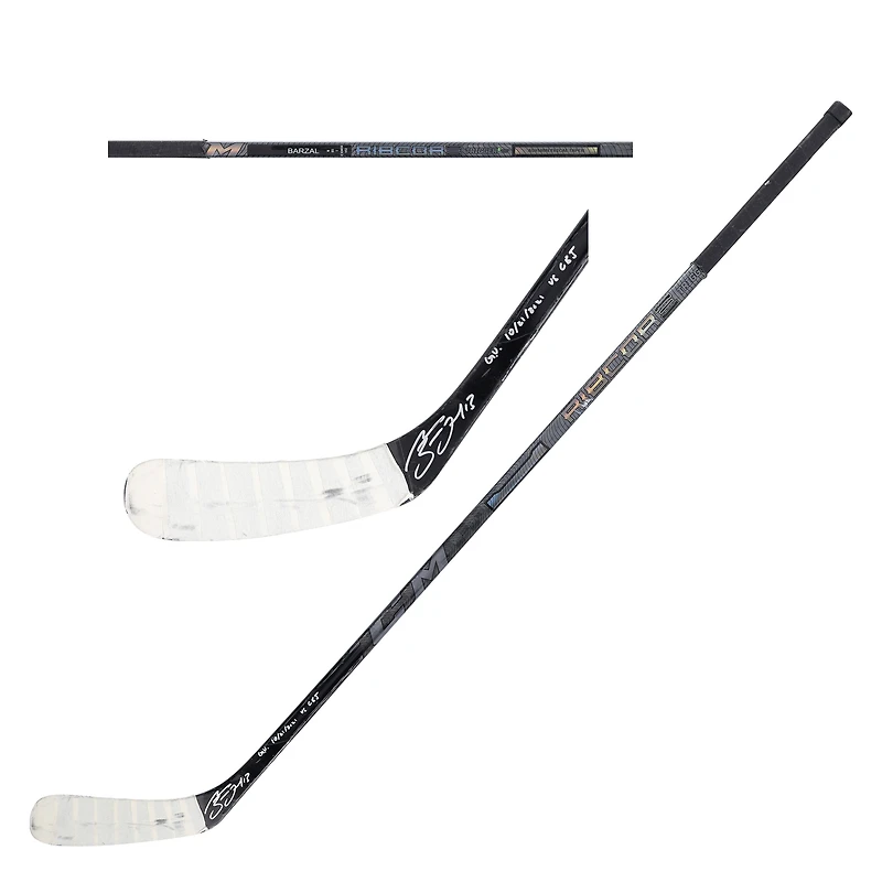 Mathew Barzal New York Islanders Autographed Game-Used Black CCM Stick vs. Columbus Blue Jackets on October 21 2021 with "G.U. 10/21/2021 vs CBJ" Inscription