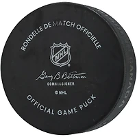 Rondelle de match officielle autographiée par Mathew Barzal des Islanders de New York avec l'inscription « Barzy »