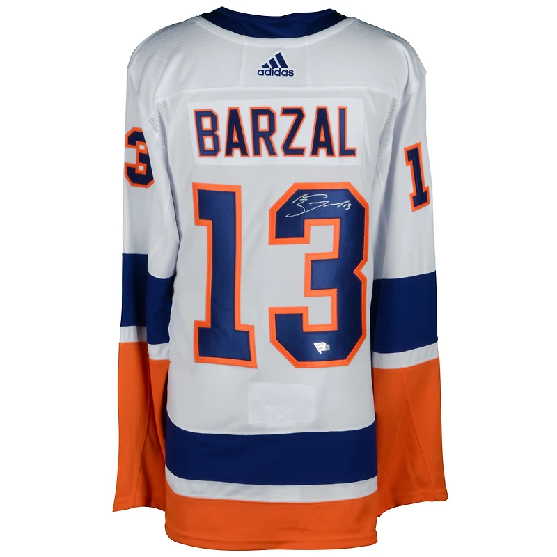Mathew Barzal Islanders de New York Maillot authentique blanc autographié Adidas