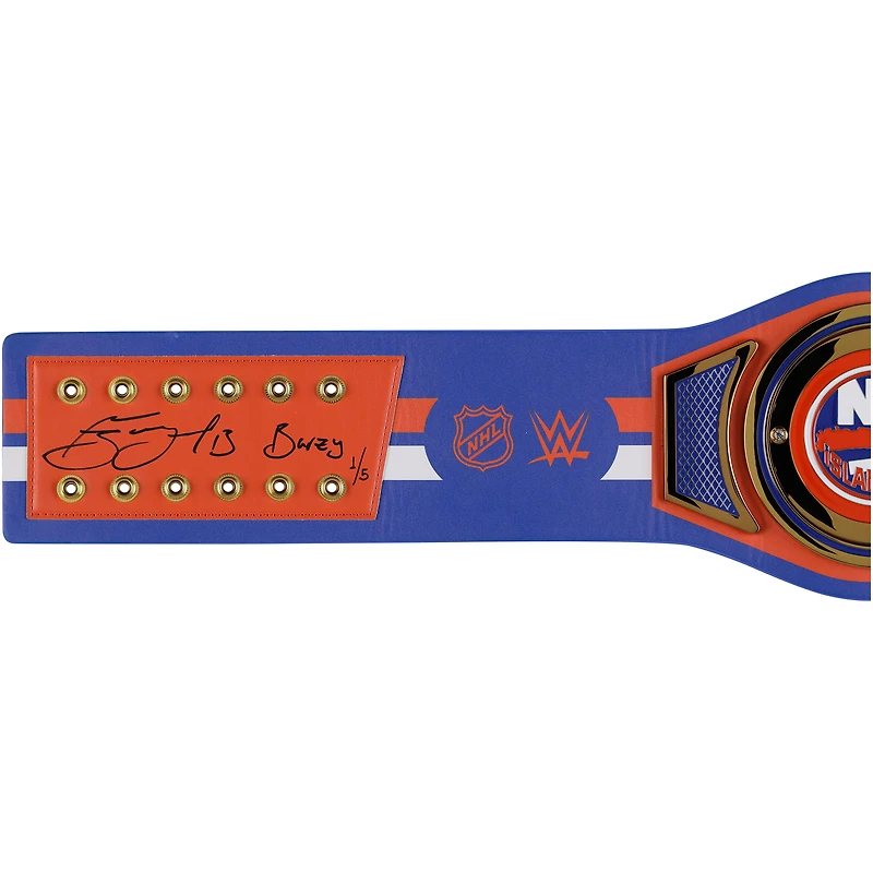 Ceinture de titre WWE Legacy autographiée par Mathew Barzal des New York Islanders avec inscription « Barzy » - Édition limitée n° 1/5