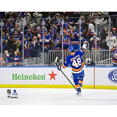 Matthew Schaefer New York Islanders Unsigned First NHL Goal Celebration Photograph