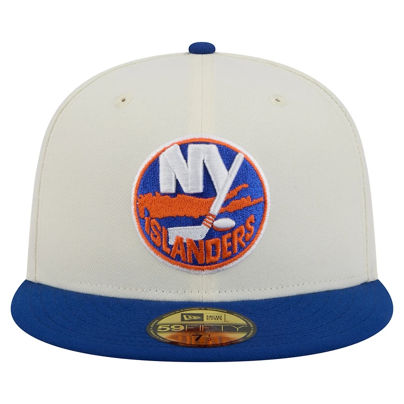 Men's New Era  White New York Islanders Chrome Two-Toned 59FIFTY Fitted Hat