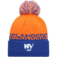 Bonnet en tricot à revers COLD.RDY adidas orange/Royal New York Islanders pour hommes avec pompon