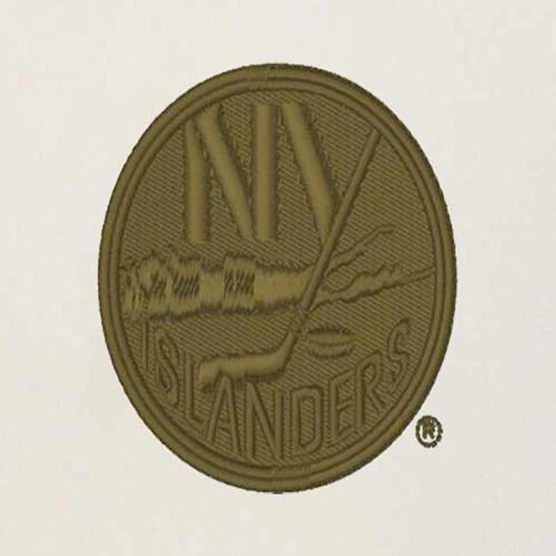 Men's Antigua Cream/Olive New York Islanders Intrepid Sand Raglan Long Sleeve Hoodie T-Shirt